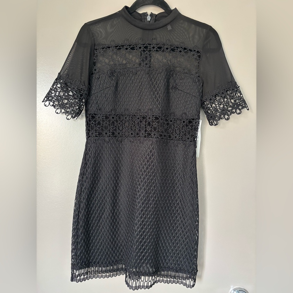 AQUA Black Lace Detail Dress